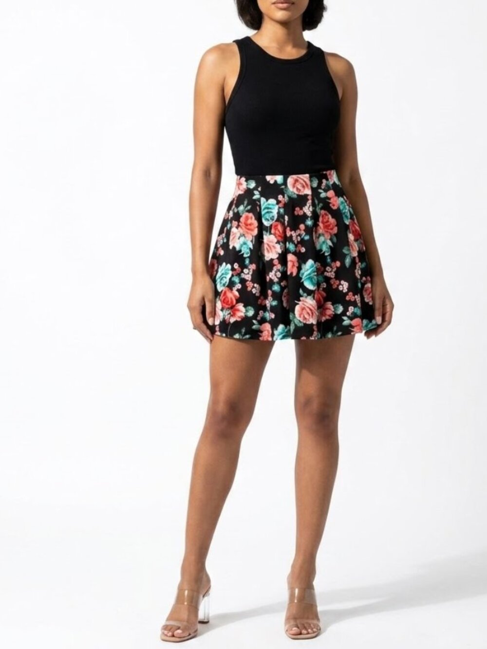 Joe B Floral Skater Skirt Soft Goth Coquette Rose Print Mini Large